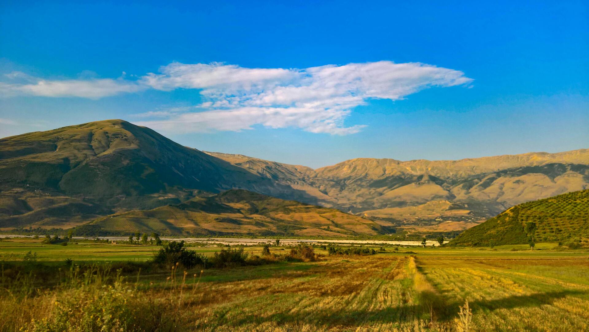 Albanian countryside landscape with mountains